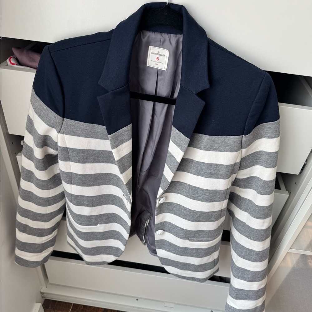 GAP women Navy and Gray Striped blazer